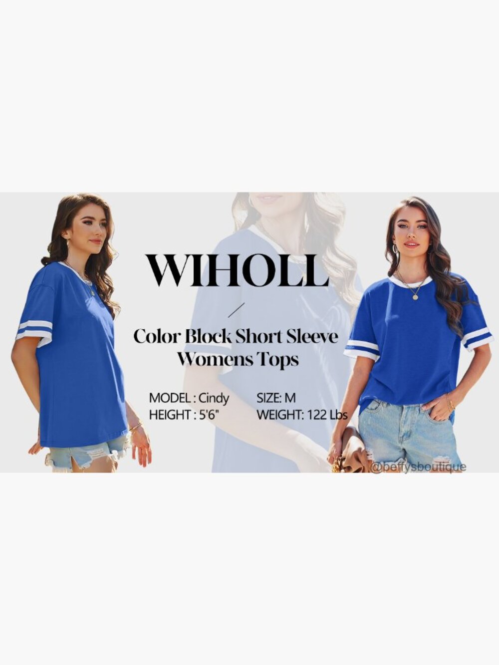 Loose Fit Short Sleeve Crew Neck Color Block T-Shirt - Picture 7 of 7